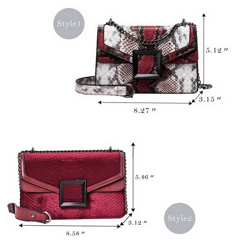 

SHUJIN Women's Bag Snake Print Shoulder Bag Vintage Crossbody Women's Shoulder Bag Luxury Leather Messenger Bag Sac A Main