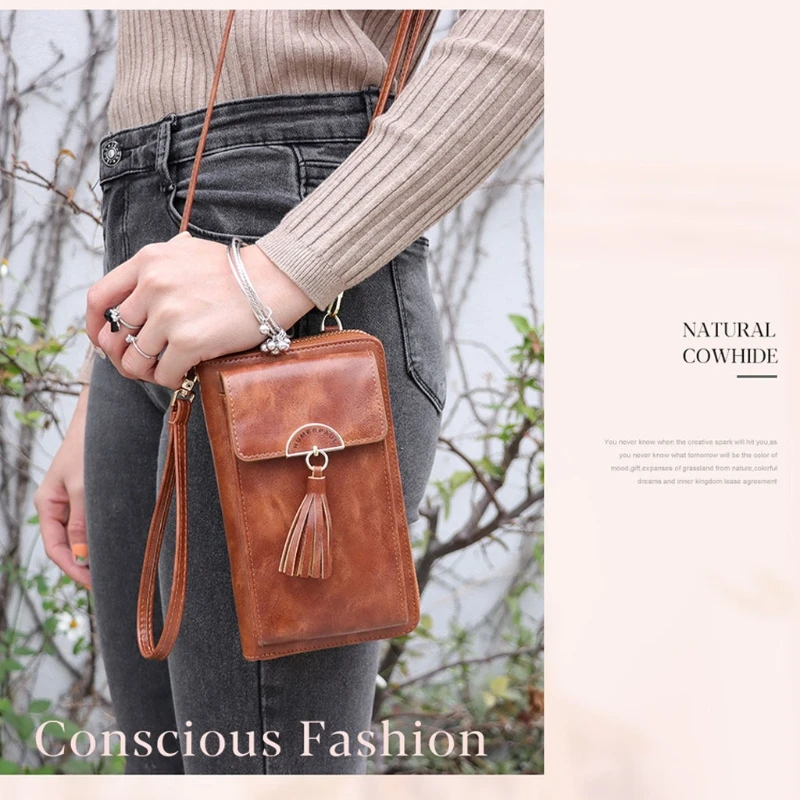 

Crossbody Phone Bag Wallet RFID Women Wallets Small Handbag Zipper Cellphone Credit Card Purse with Tassel