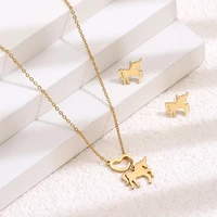 women jewelry set stainless steel necklace earrings gold color horse shaped stainless steel pendant birthday gift for girlfriend