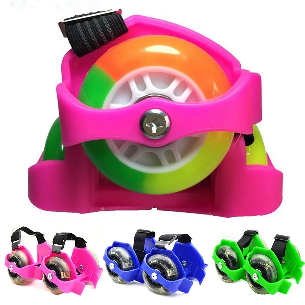 

1 Pair Friction Kids PVC Flashing Roller Pulley Heel Skating Shoes Wear Resistant Wheel Adjustable Accessories 3 Colors Elastic