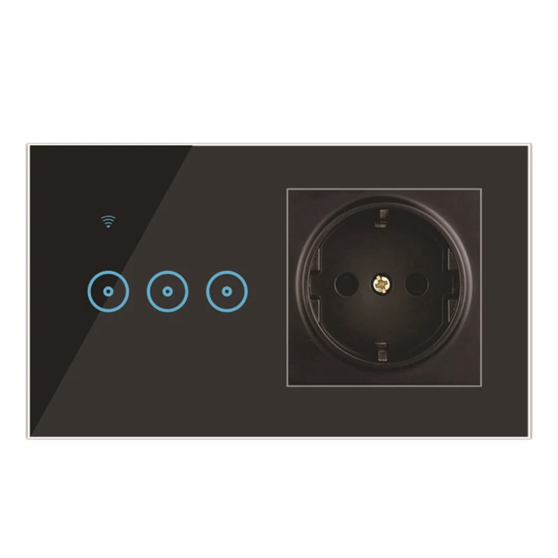 

Smart Switch + Socket WiFi Smart Home Wall Switch Press Switch EU Standard for Google Home Alexa Smart Life APP