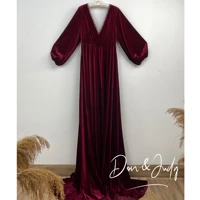 donjudy winter velvet maternity dresses for photo shoot baby shower party dress stretchy fitting pregnancy outfit high split