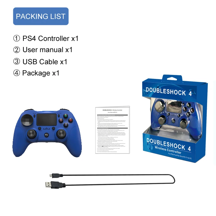 

Wireless Bluetooth Game Controller Build-in Six Axis Dual Vibration with Press Panel Gamepad for PS4/Android/PC