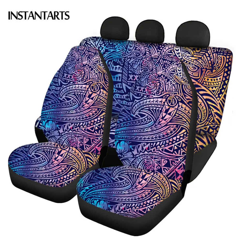 

INSTANTARTS Gradient Polynesian Printed Easy to Install Car Accessories Vehicle Seat Covers Set Durable Front&Rear Seat Covers