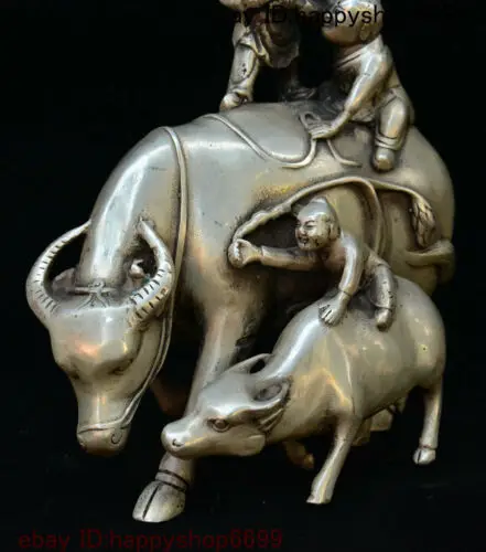 7 &quotСтарый Китай Серебро бык Мул ознакомительные данные о Tongzi для мальчиков