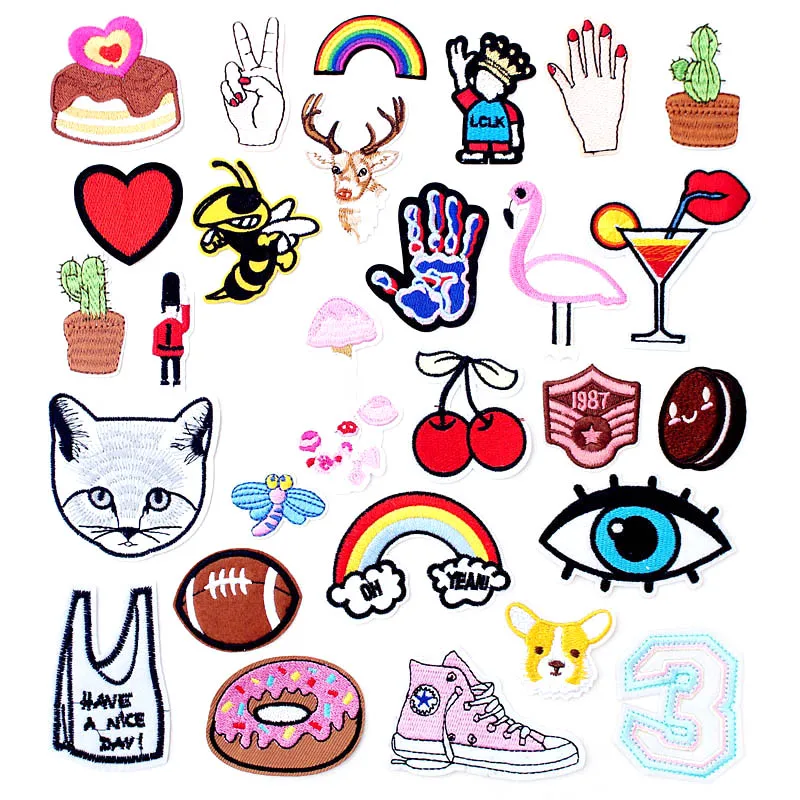 Ручная Радужная нашивка кошачий глаз в виде фламинго вышитая аппликация для