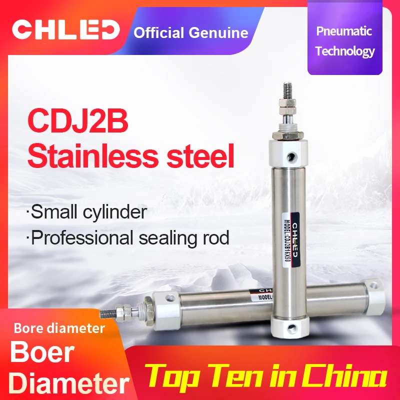 

CDJ2B Type Mini Pneumatic Air Cylinders Stainless steelr Pen type cylinder 10/16mm Bore 10/15/20/25/30/35/40/50/100/125mm Stroke