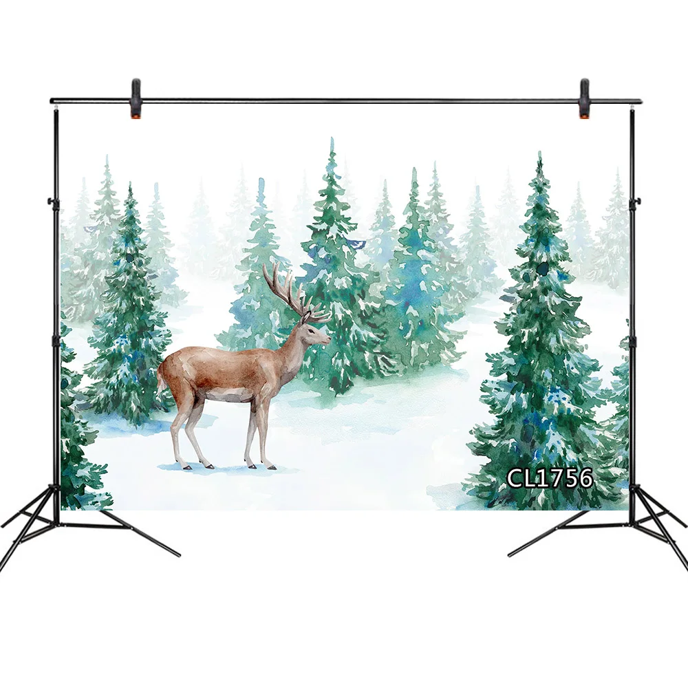 Фон для фотосъемки с изображением джунглей оленя фон акварель пейзаж Снежная