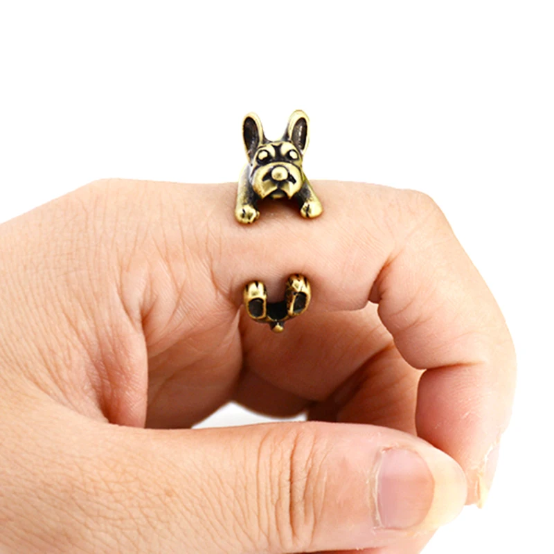 Реальное изображение панк винтажное 3D американское Bully Pitbull Dog Wrap Кольцо Anillos Бохо