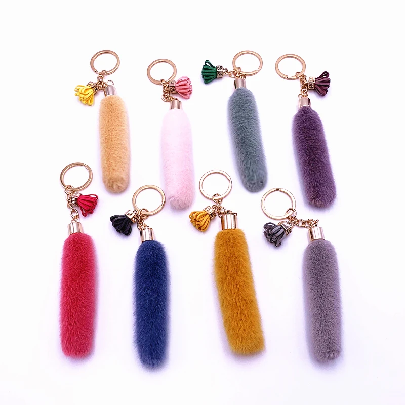 Кисточка плюшевый автомобильный брелок цветной зажим для ключей женская сумка