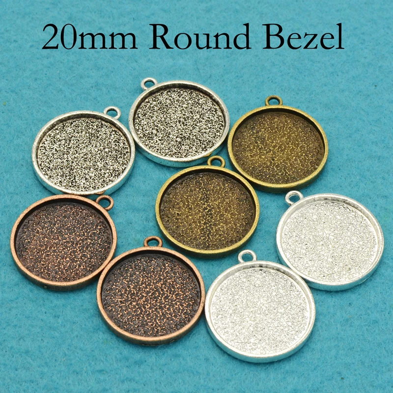 100 pcs - 12/16/20mm Round Bezel Pendant Blanks Circle Cabochon Setting Base for Pendants Bracelet or Earring Charms | Украшения и