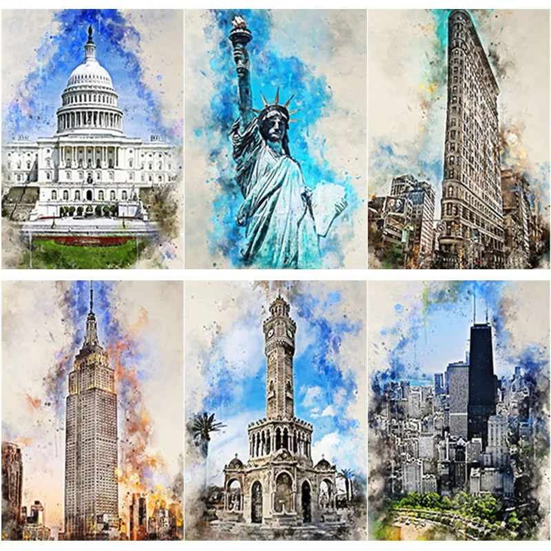 

5D DIY Diamond Painting Scenery Cross Stitch Full Square Round Drill Abstract Architecture Diamond Embroidery Home Decor Gift