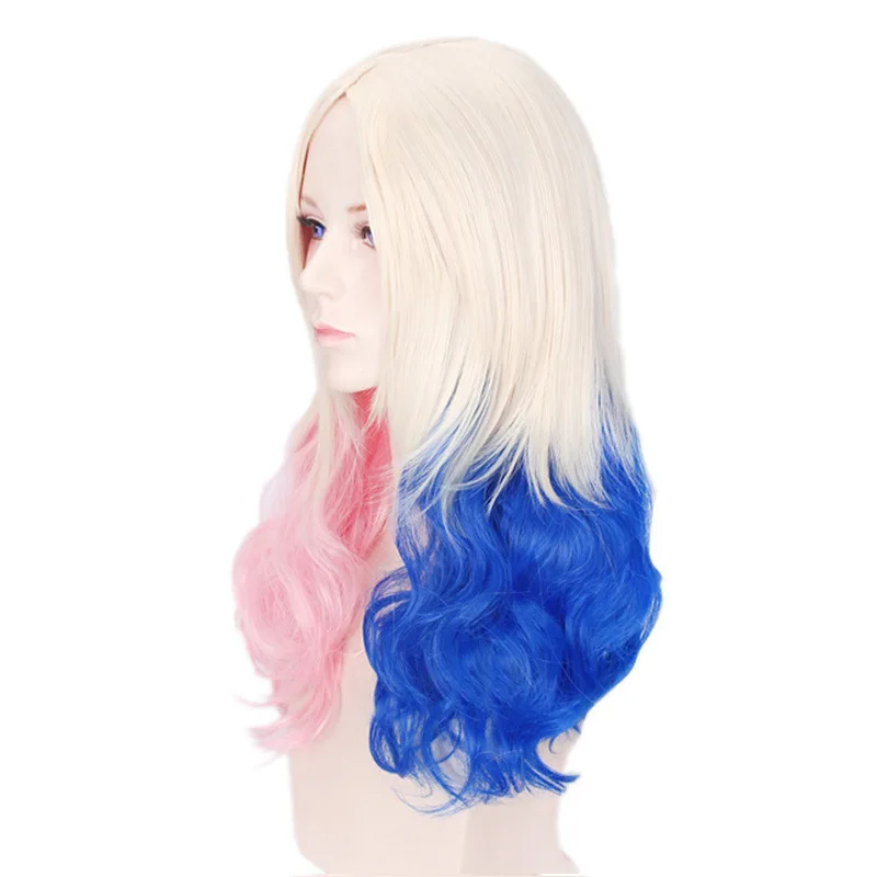Party Halloween cospaly wig movie suicide squad Harleen Quinzel clown female Halle Quinn gradient | Тематическая одежда и
