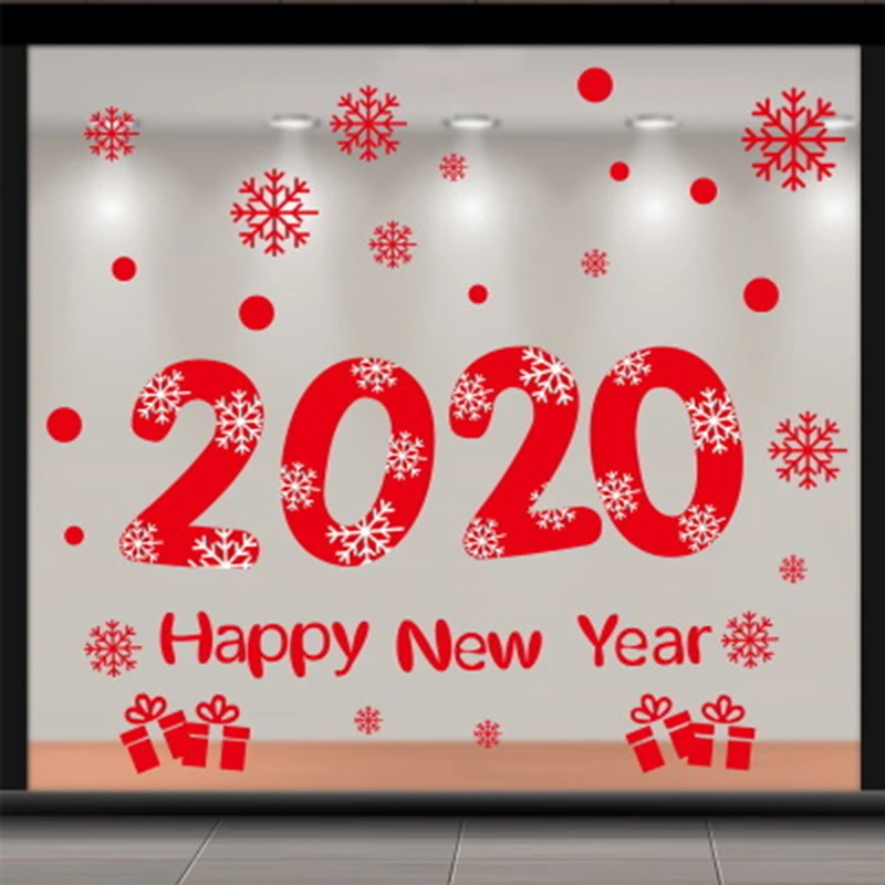 Рождественское украшение для дома наклейка на стену окно стекло дверь магазина