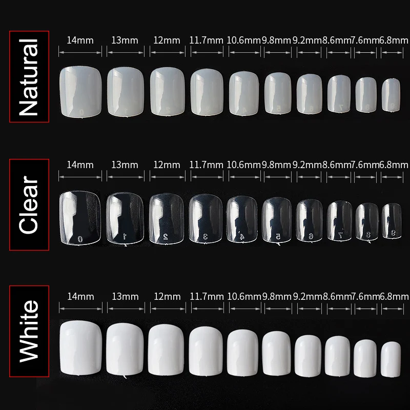 1 упаковка из 500 штук Короткие накладные ногти в квадрате овальные