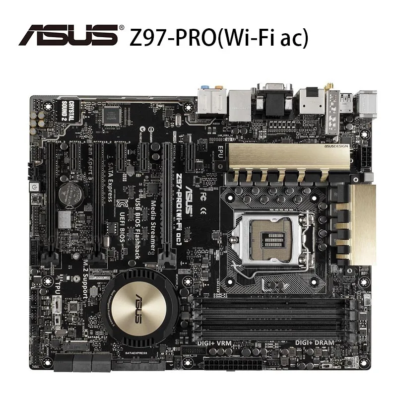 Verkauf LGA 1150 Asus Z97-PRO(WiFi Ac) Motherboard DDR4 PCI-E 3,0 M.2 32GB Intel Z97 Desktop Z97 Mainboard DDR3 Display Port ATX Verwendet