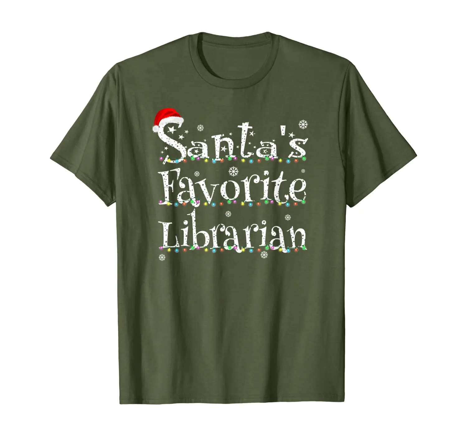 

Santa's Favorite Librarian Fun Xmas Lights Outfit For Reader T-Shirt