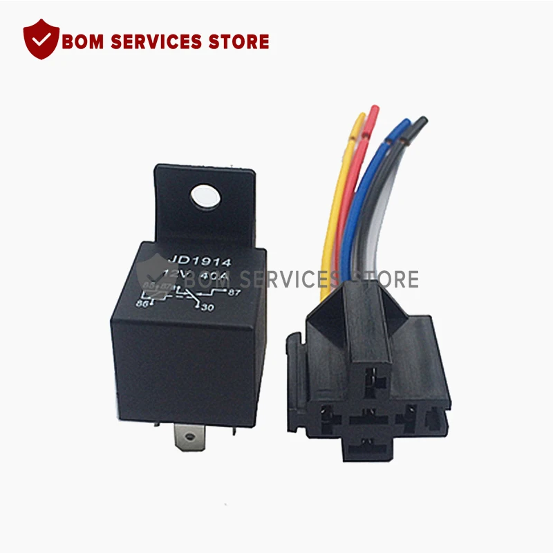 

1 piece Waterproof Automotive Relay 12v 5pin 40a JD1914 12v 4pin With Black Red Copper Terminal Auto Relay With Relay Socket