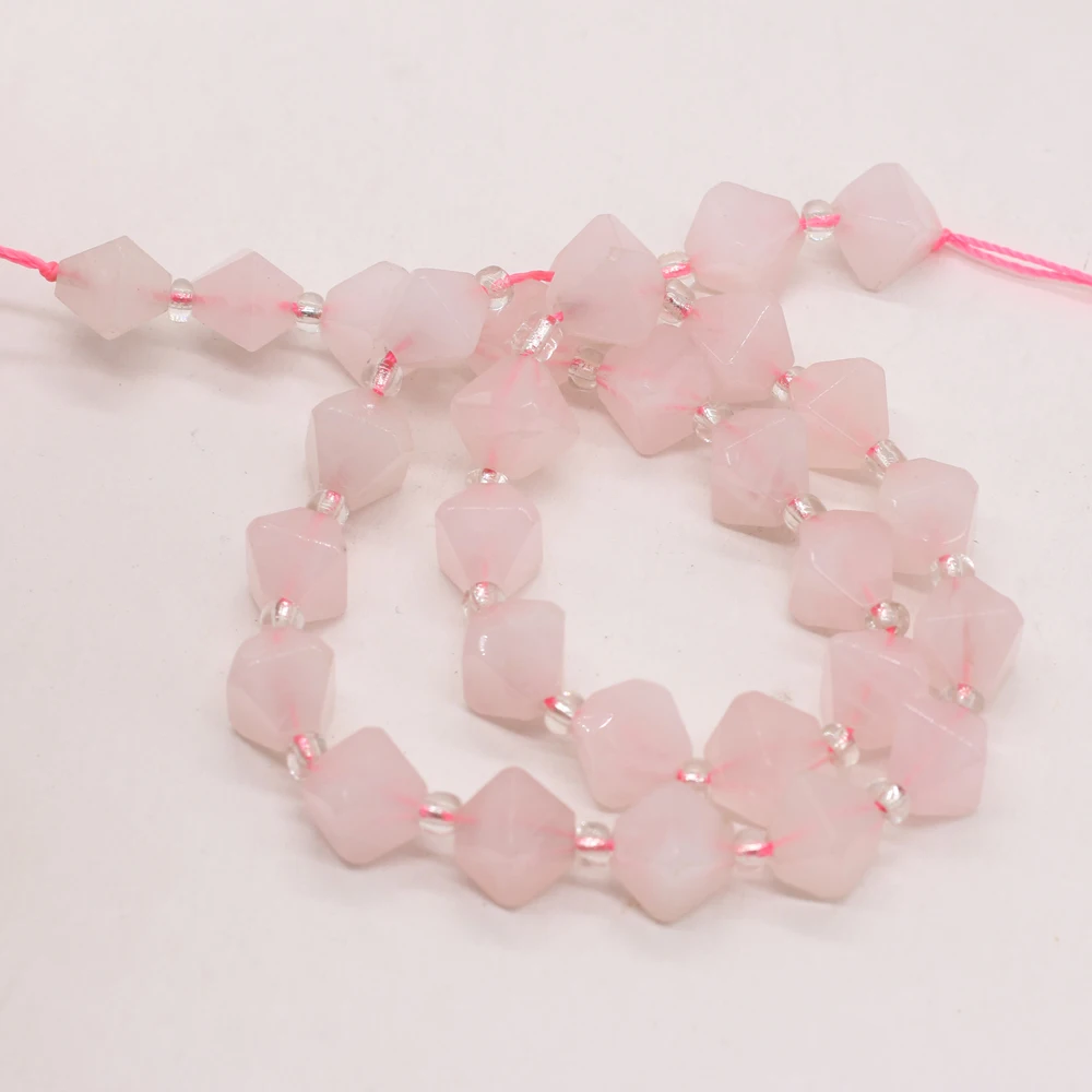 

Natural Stone Semi-precious Stones Irregular Rhombus Beaded Making Necklace,Bracelet,Jewelry Gift Specification-12mm Rose Quartz