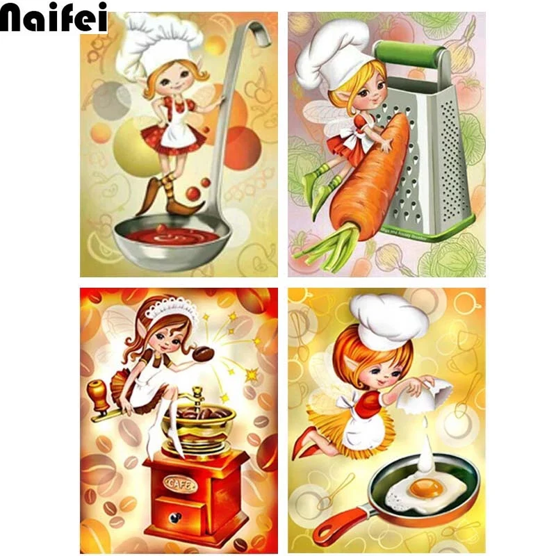 Алмазная вышивка сделай сам 2019 мультяшная круглая картина шеф повара полный