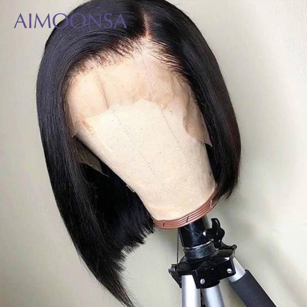 Прозрачный кружевной передний парик волос прямые волосы боб 13 × 6 фронта шнурка