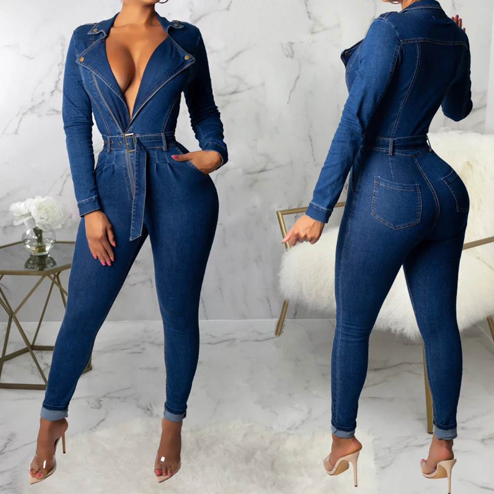 

2021 Do The Old Cowboy Personality Design Tight-fitting One-piece Trousers V-neck Waist Curve Plus Size Belt Elastic Feet Pants