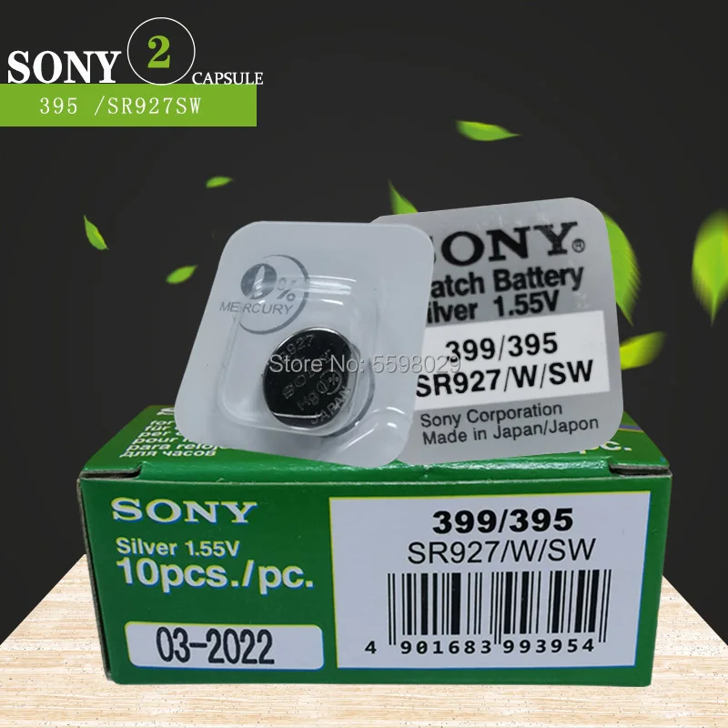 

2pcs Sony Silver Oxide 1.55v Ag7 Lr927 395 399 523 610 613 Sr927sw LR927W S28 SP395 SR57 SR57L Button Coin Cell Bateria