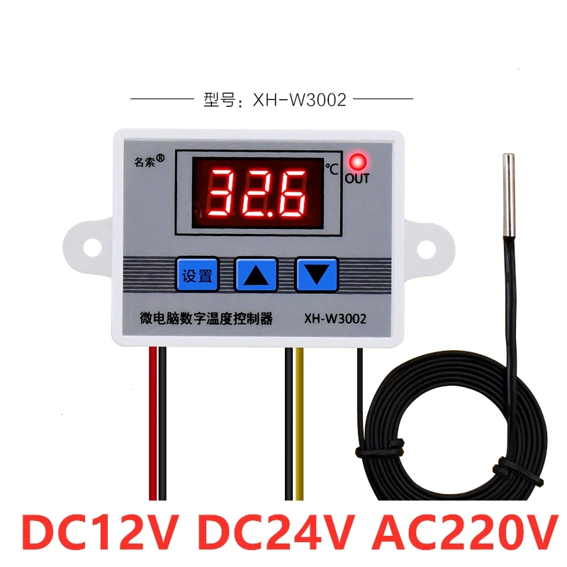 12V 24V 220V Профессиональный W3002 цифровой светодиодный регулятор температуры 10A