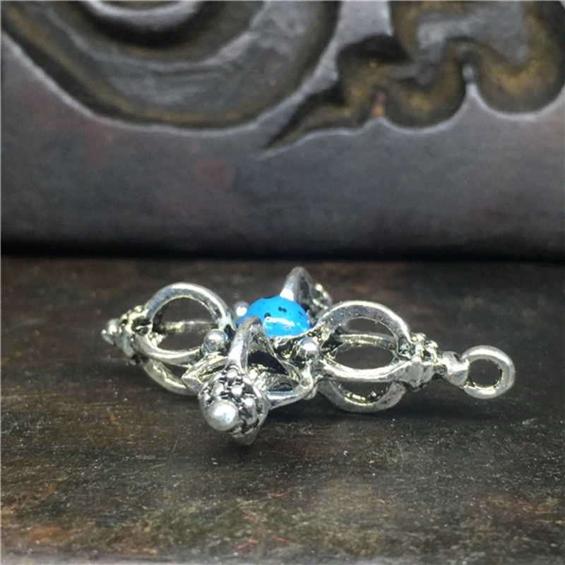 Тибетский серебристый цвет буддизм Пест Ваджра крест амулет кулон|silver cross pendant|tibet