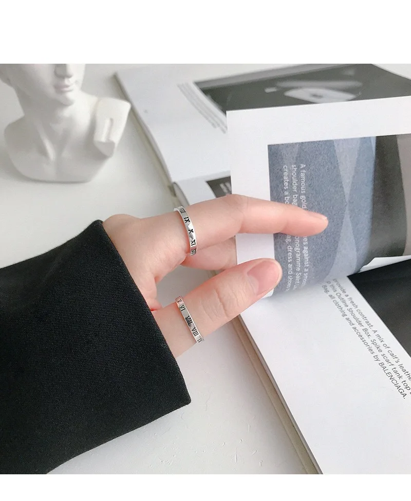 

Real 925 Sterling Silver Ring Letter For Fashion Women Trendy Fine Jewelry 2020 Minimalist Accessories Gift