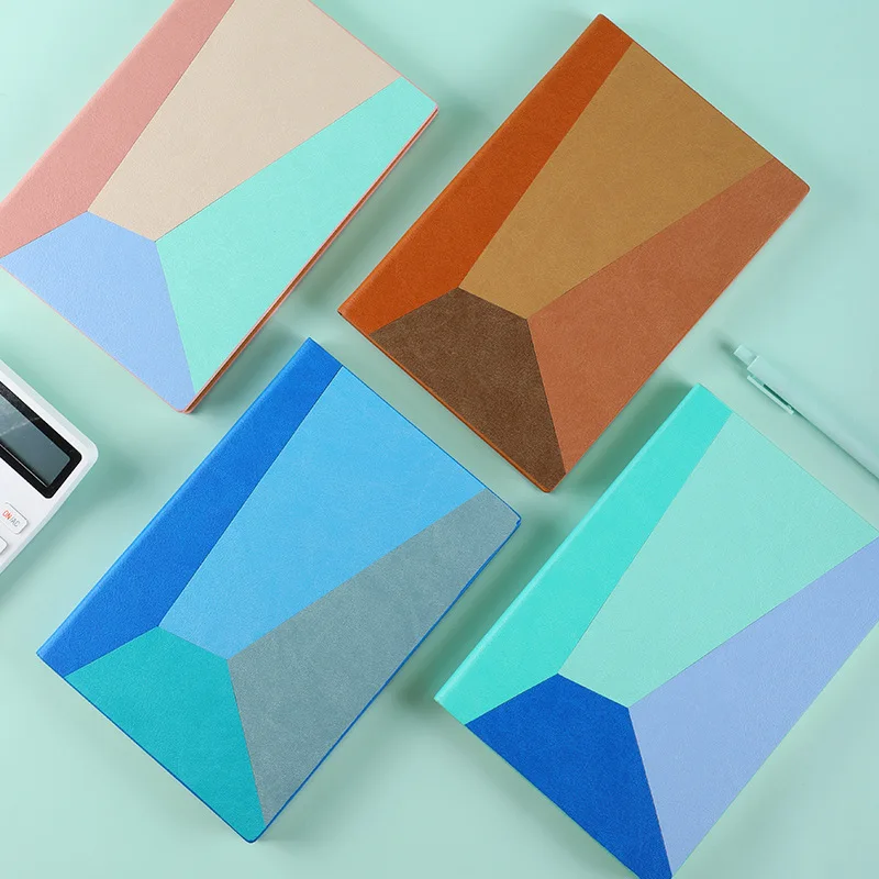 

A6 PU Notebooks and Journal Contrast Diary Notepad Travel Planner Kawaii Agenda Horizontal Line Book Office School Supplies DIY