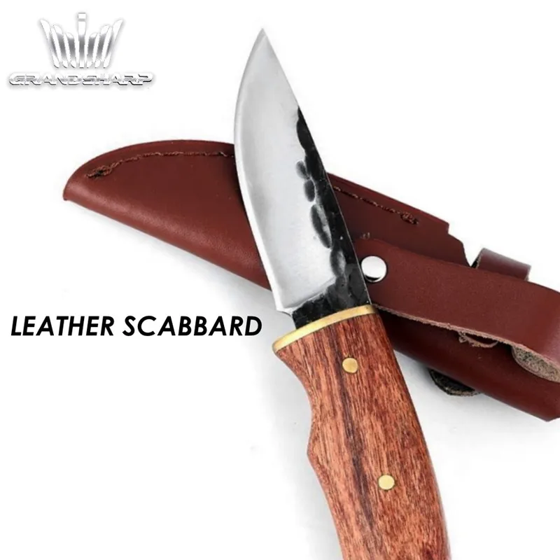 Охотничий нож ручной ковки с фиксированным лезвием из высокоуглеродистой стали