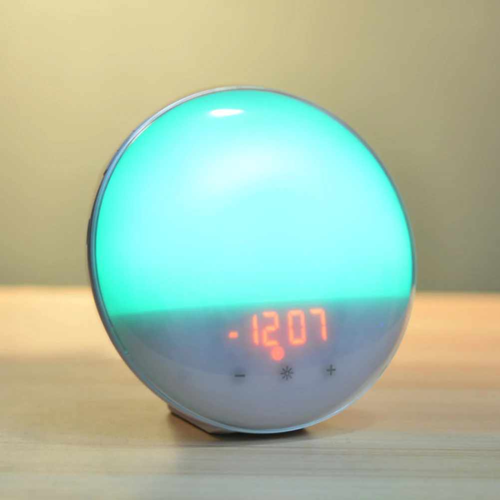 

Smart Wake Up Light Digital Alarm Clock App Control with 7 Colors Sunrise Sunset LED Lamp Snooze Clocks Nature Music FM Radio