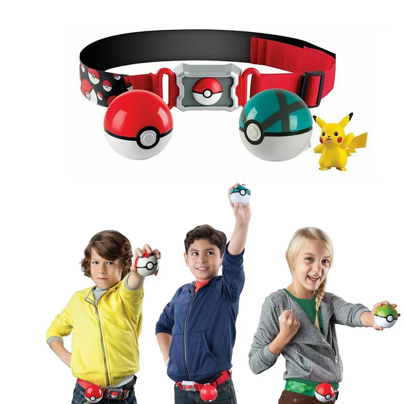 

TAKARA TOMY Anime Toys Charizard Pikachu Figurine Pokemon GO Carry Poke Ball Models Belt Set PVC Action Figure Toys Kids Gifts