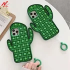 Забавный кактус антистресс игрушки пуш-Ай пузырьковый чехол для iPhone 12 11 Pro Max 10 6 6s 7 8 Plus iPhone X Xs Xr чехол