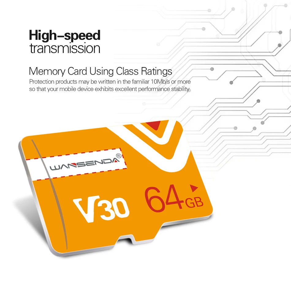 Новая карта памяти WANSENDA Micro SD 64 ГБ 32 16 8 флеш mini TF Memoia для смартфонов и планшетных
