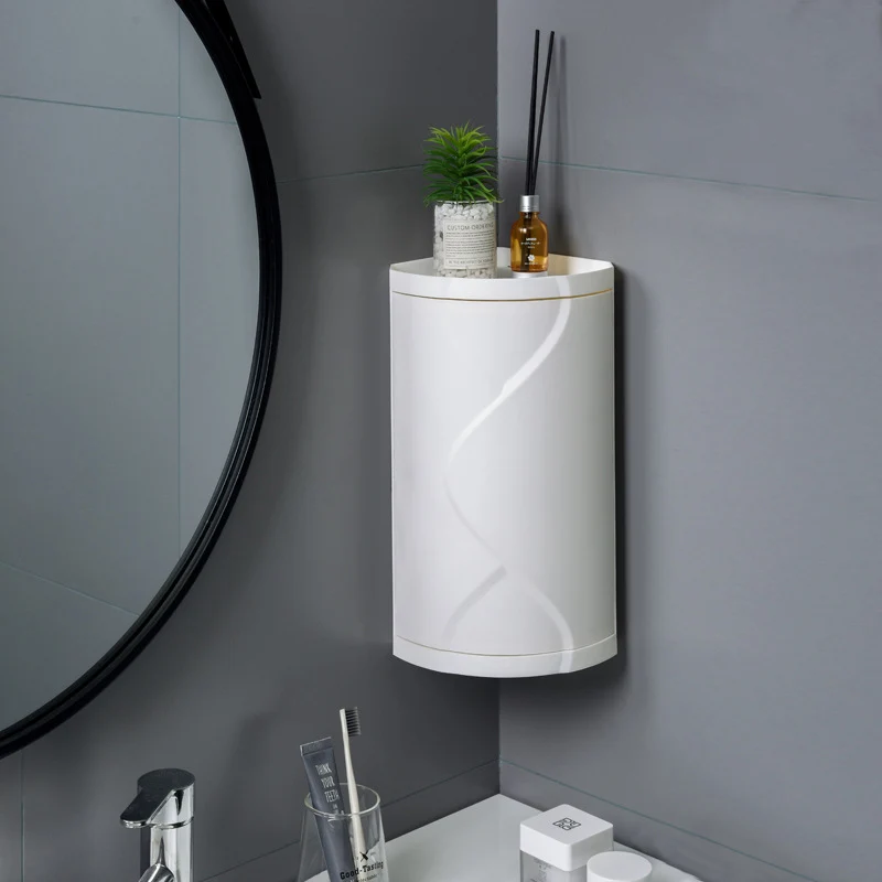 bathroom corner storage shelves 360 degree rotating wall shelf free punching shower rack waterproof kitchen cabinet organizer free global shipping