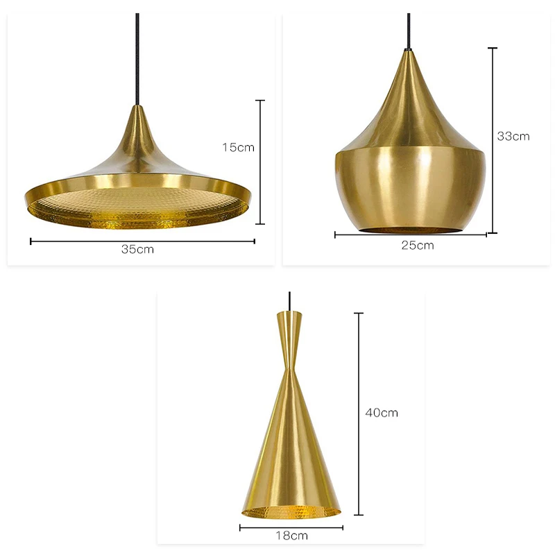 

IKVVT Golden Indoor Lighting Pendant Lights Aluminum Lamp Shade Luminaire Restaurant Bar Coffee Dining Room Led Hanging Light
