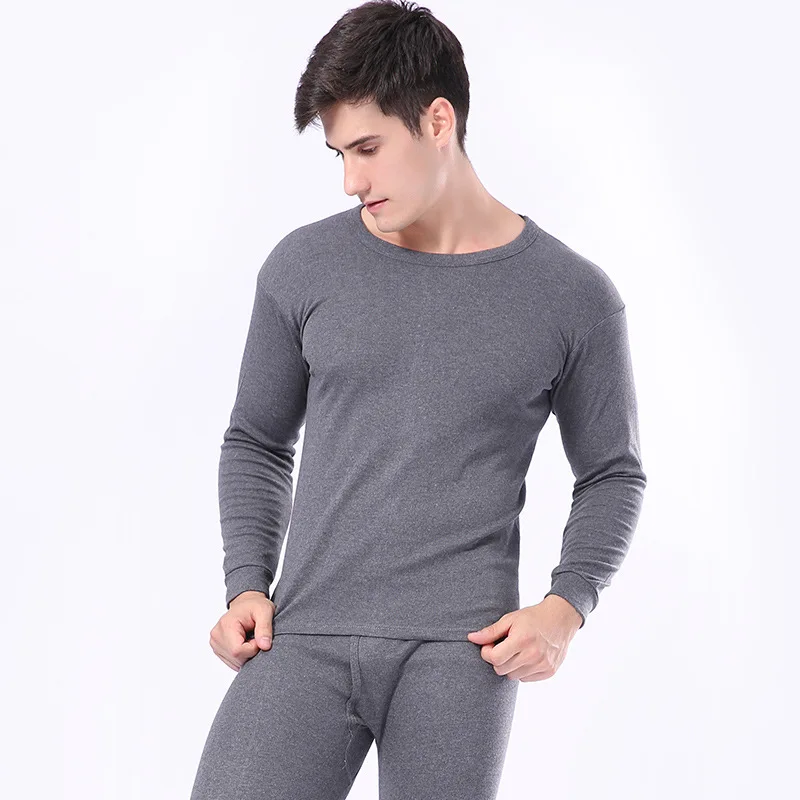 Men Dark Grey Черный и фиолетовый модный мужской хлопковый костюм с круглым вырезом, Осеннее тонкое женское термобелье с круглым вырезом, зимняя женская одежда - Цвет: Men Dark Grey