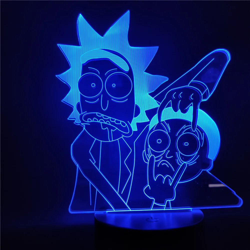 Ночник с 3d рисунком Рика и Морти, светодиодный ночник для детей, 7/16 цветов, светодиодный светильник для спальни, Рождественский подарок
