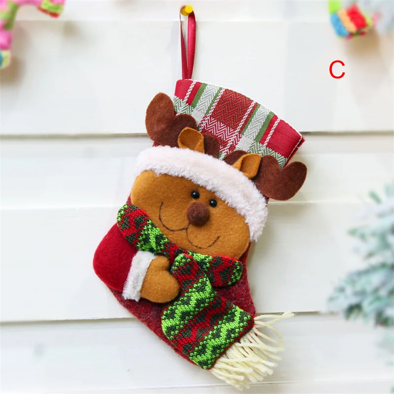 

Рождественские чулки, носки с снеговиком, Санта-лосем, медведем, принт, рождественские конфеты, Подарочный пакет, украшение для камина, рожд...