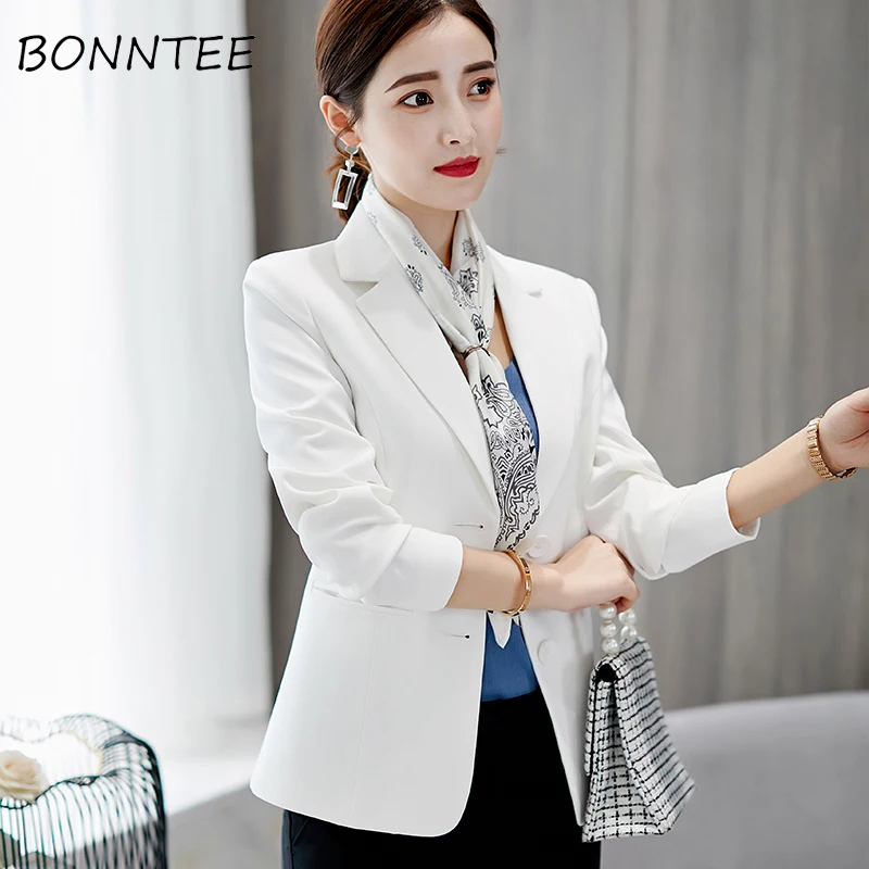 

Женский блейзер, тонкий офисный, однотонный, Роскошный Блейзер, корейская мода, повседневное женское пальто, простой и мягкий