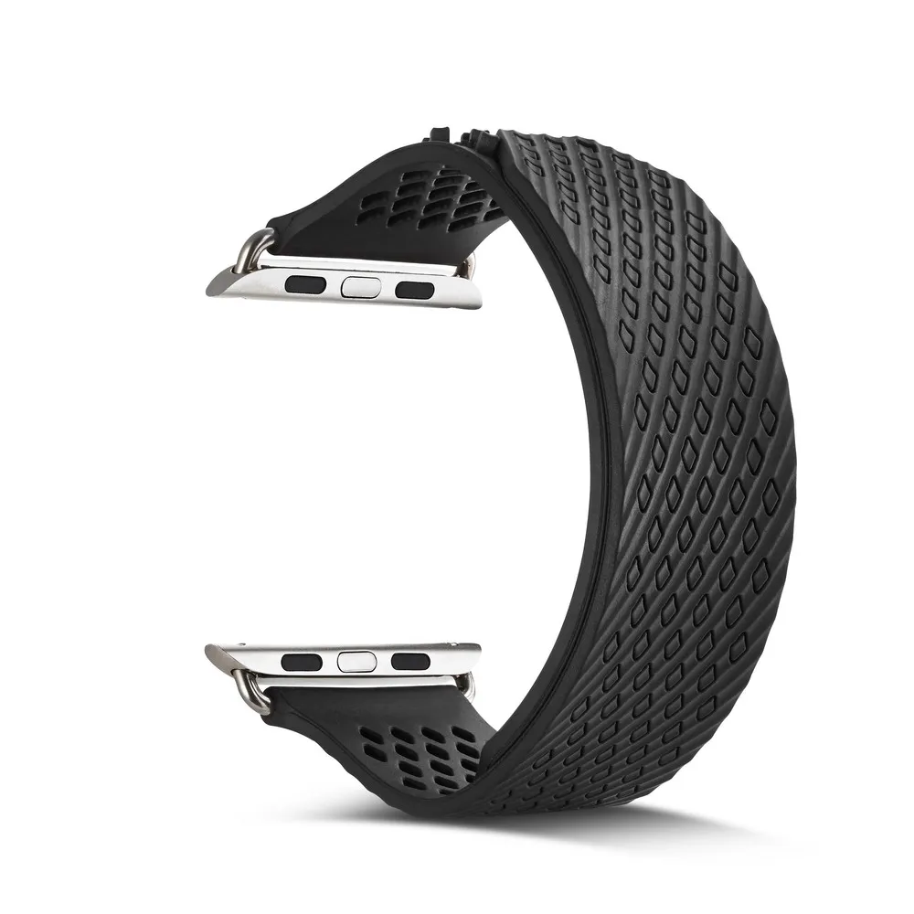 Без пряжки дизайн спортивный силиконовый ремешок для Apple Watch Series 4 3 2 1 мягкий ремешок замена Браслет для iWatch 44mm42mm 40mm38mm