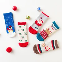5pcs christmas socks for kids thick warm cotton socks unisex elk bear santa claus snowman children socks christmas gifts set