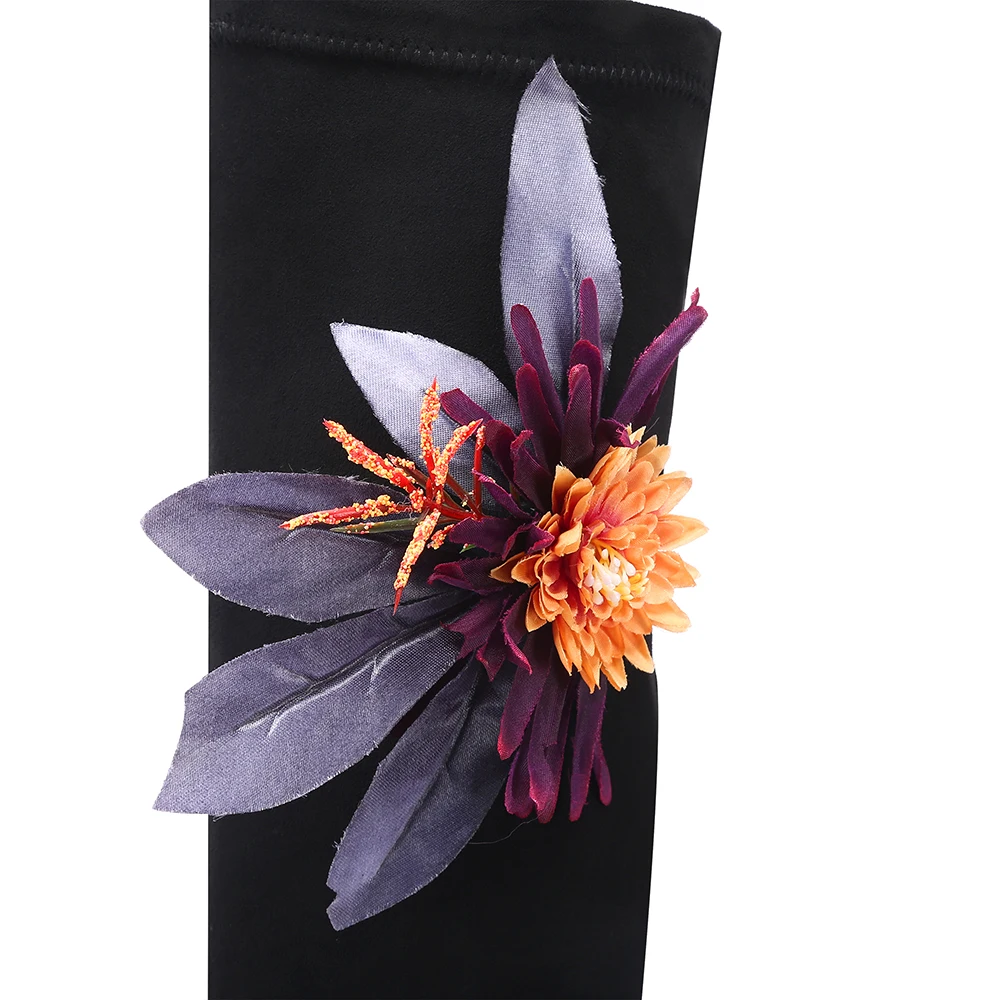 

Aliona Shoo sexy winter boots women's knee high booties new party boots flower boots plus velvet warm over the knee boots ladies