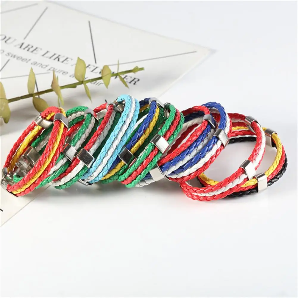 Модный кожаный браслет с флагом России Испании Франции Бразилии для мужчин