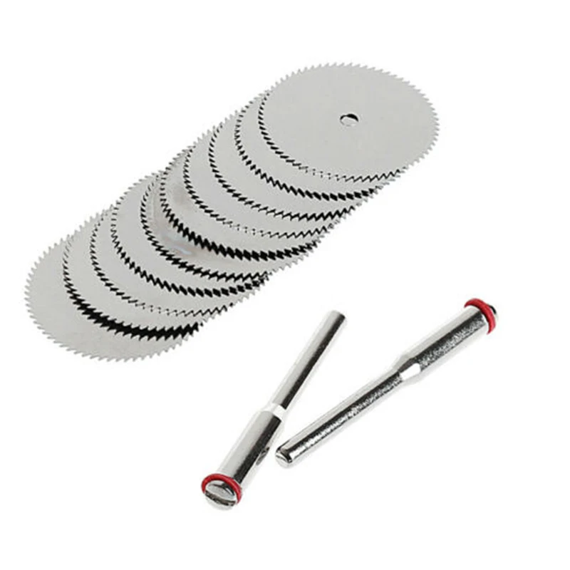 10pcs Wood Saw Blade Disc + 2pcs Rod Rotary Cutting Woodworking Tool 22/ 25/32mm Electric Grinder Accessories Cutting Disc