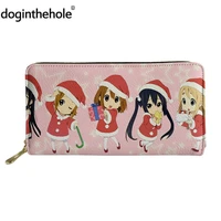 doginthehole new year women cute anime wallet pink cartoon manga card holder coin purse for girl female travel passport cover