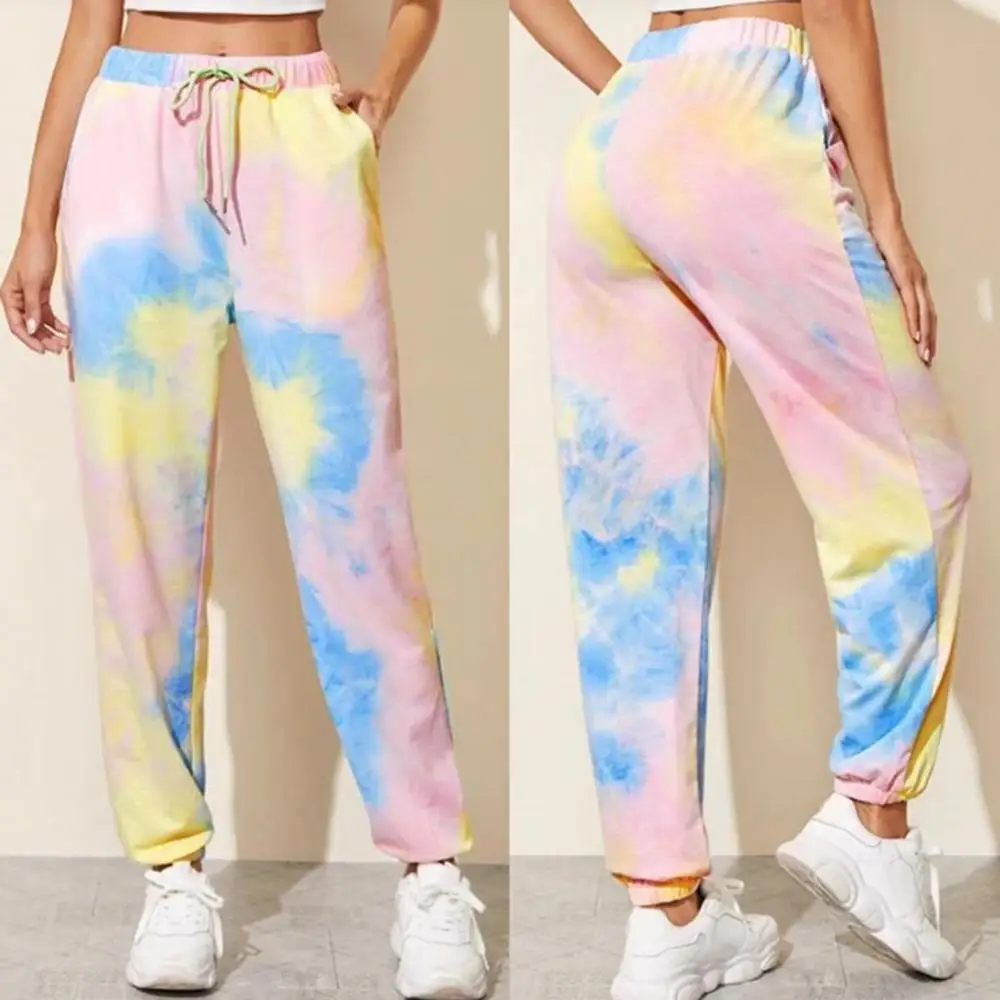 

Yoga Jogging Loose Drawstring Pocket Trousers Tie-Dye Casual High Waist Pants pantalones de mujer легенцы для спорта жен
