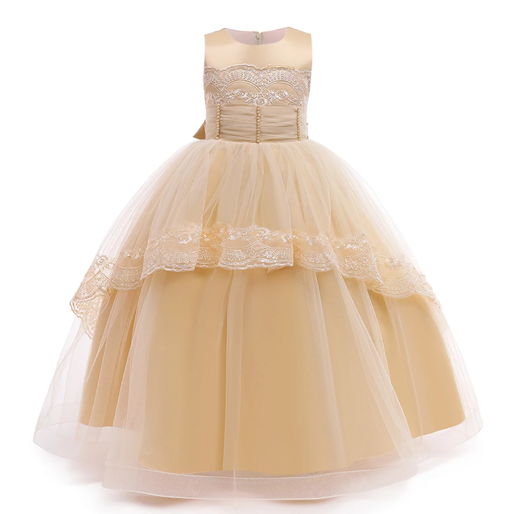 Кружевные Платья с цветочным рисунком для подростков детское длинное кружевное